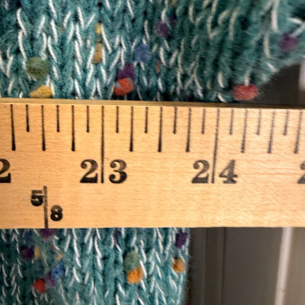 Blakeley Confetti Knit Cardigan OS Teal Multicolor Speckled Chunky Sweater - Picture 6 of 9